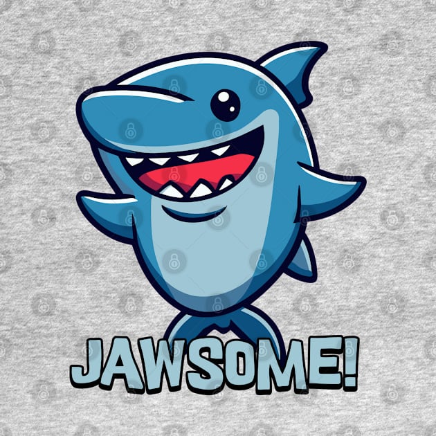 Jawsome! Kawaii Shark Cartoon by Cute And Punny